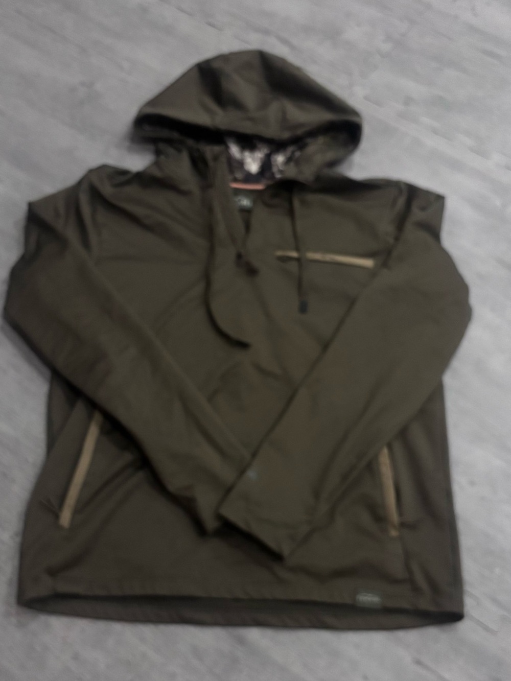 Men's Hooded Pullover Jacket in Olive Green
